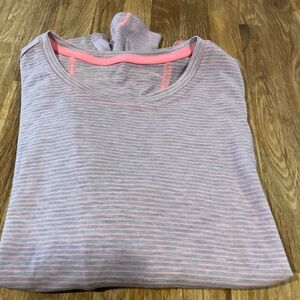 Athleta Girl Pink and Grey Be Bold Stripe Top Size 14